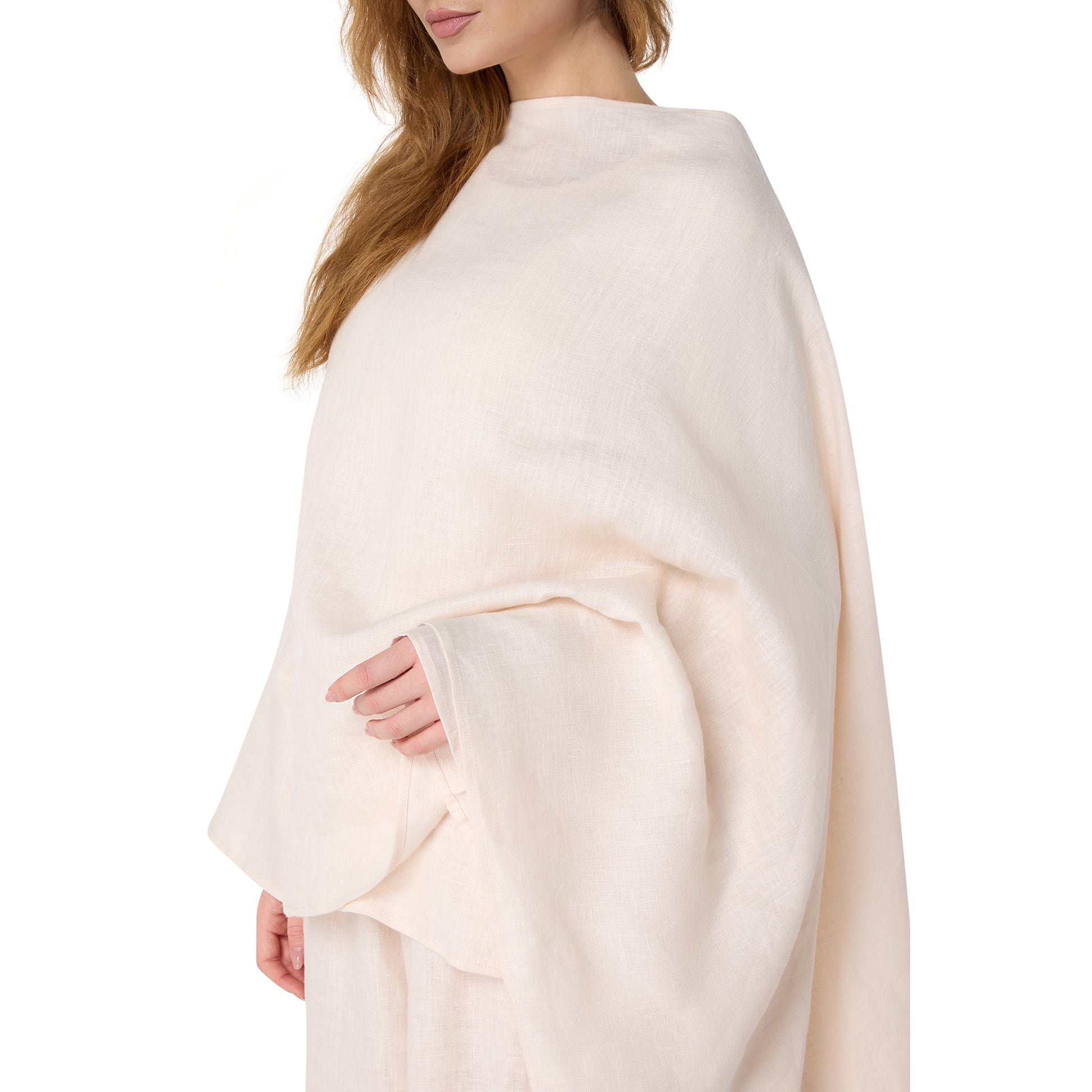 Asym Linen Poncho “Sand Weave”