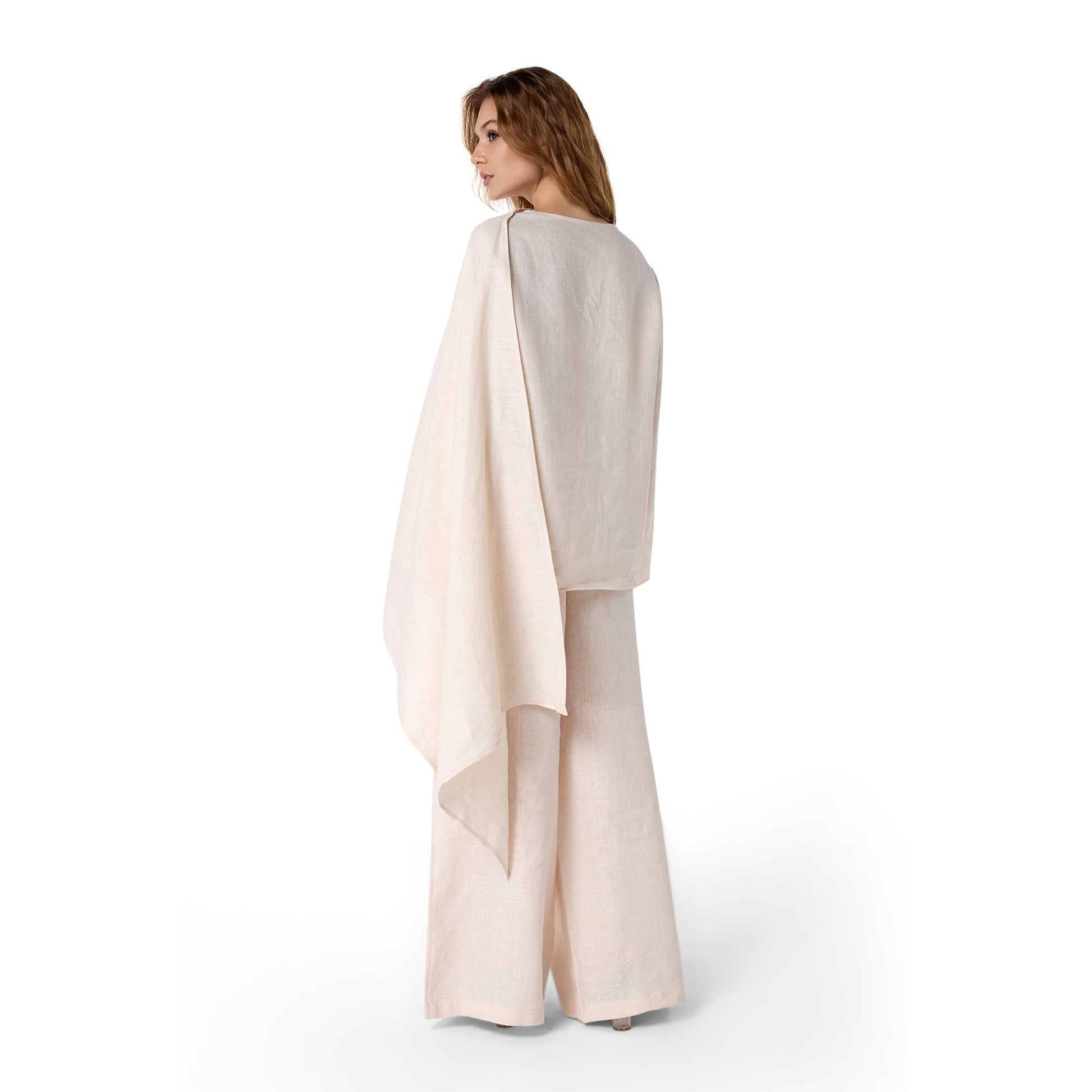 Asym Linen Poncho “Sand Weave”