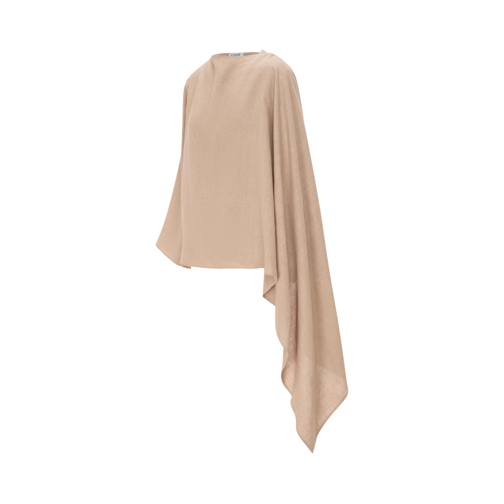 Asym Linen Poncho “Sand Weave”