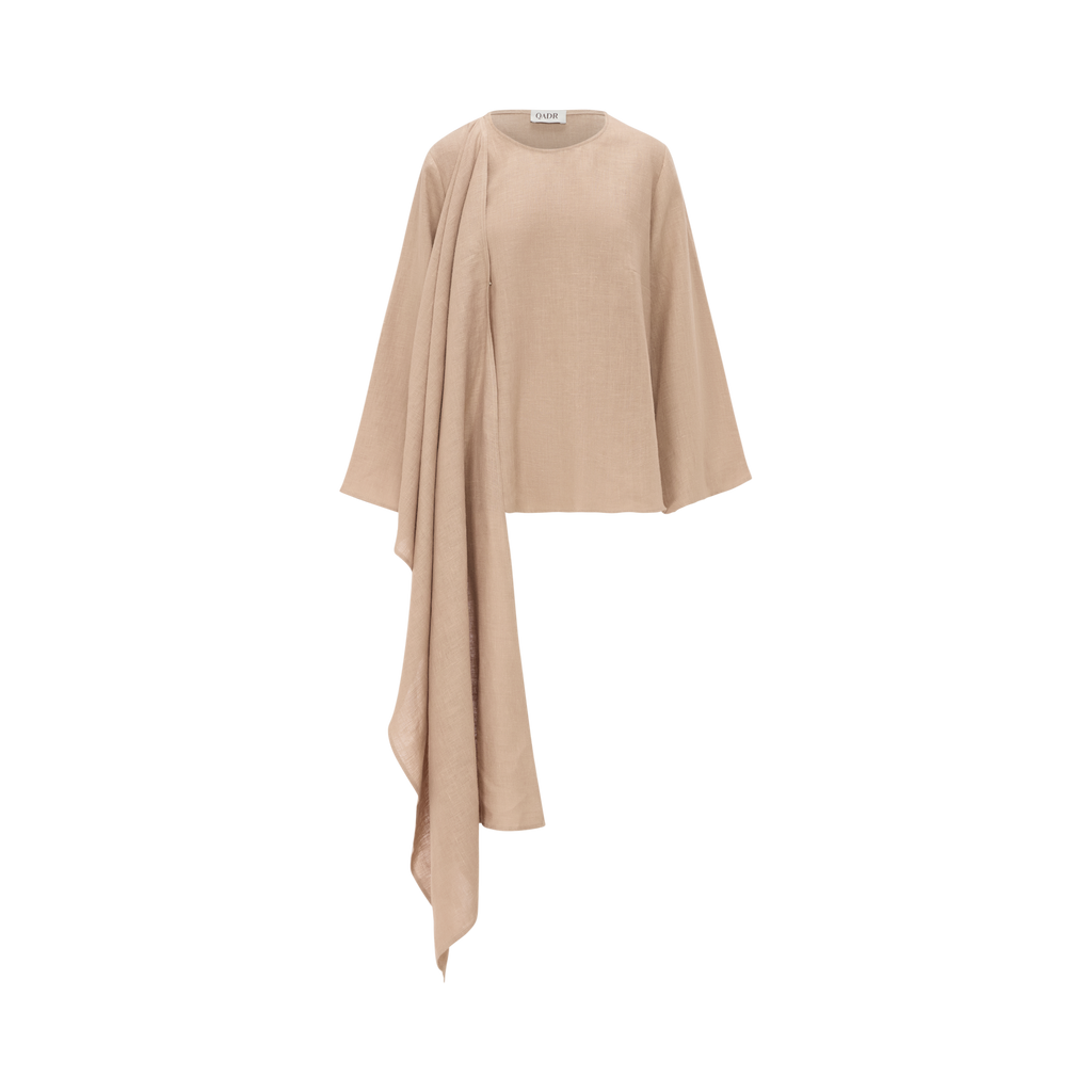 Asym Linen Poncho “Sand Weave”