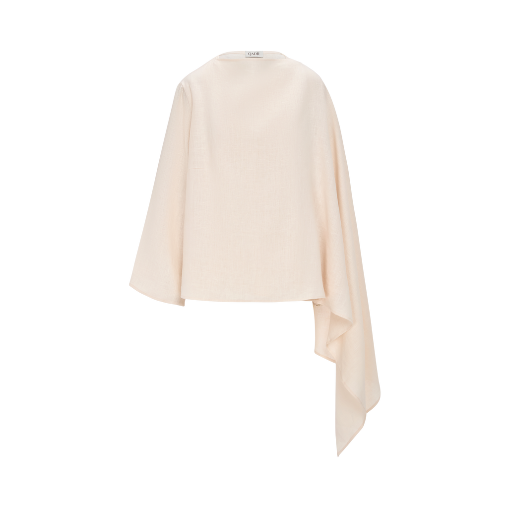 Asym Linen Poncho “Sand Weave”